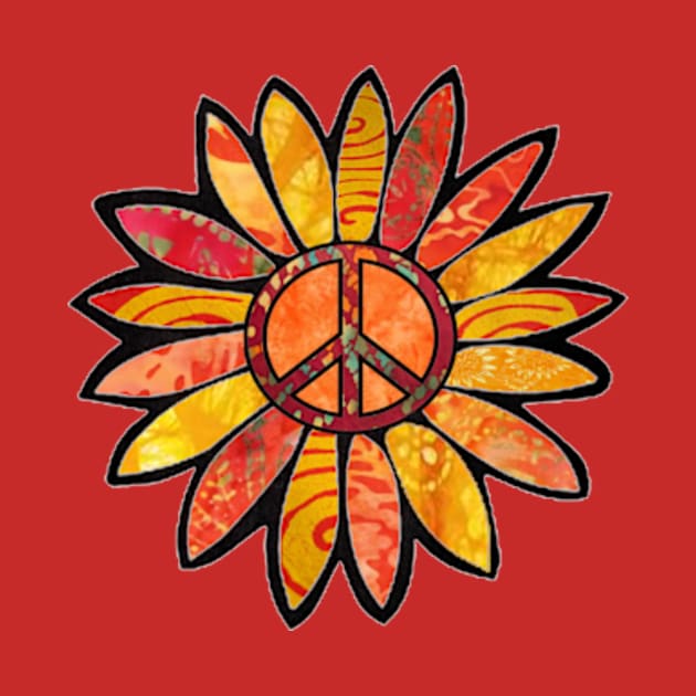 Red & Gold Peace Sign Flower by artbyomega