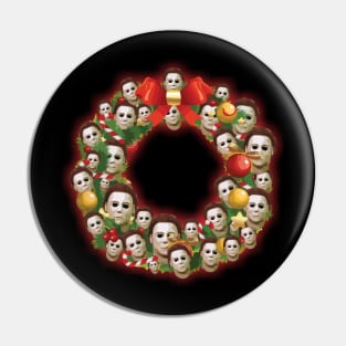 Michael Myers Halloween Multiface Christmas Wreath Pin