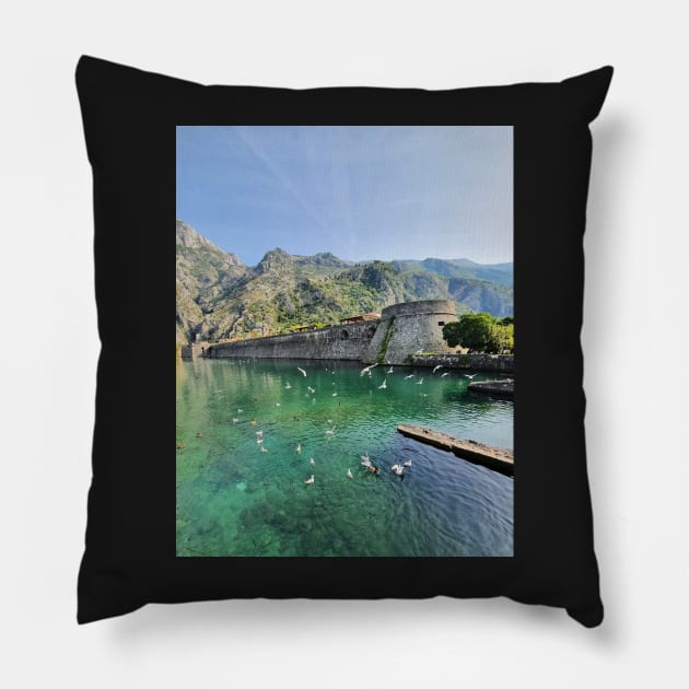 Fortress wall in Kotor Pillow by Zamart20