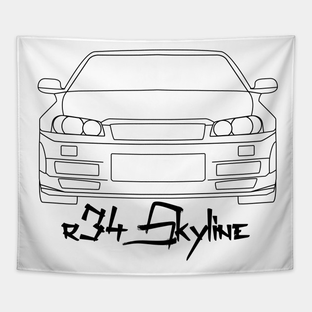 Nissan R34 Skyline Gtr Simple Lines Nissan Skyline Tapestry