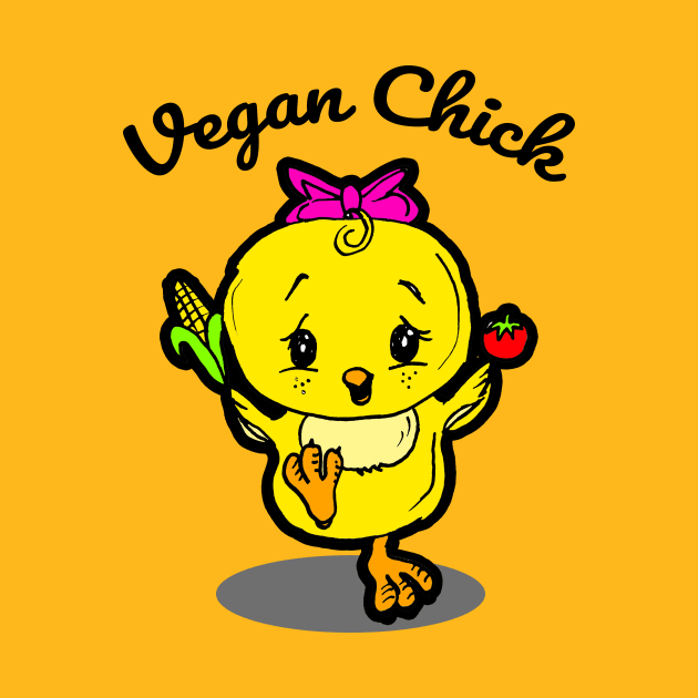 Vegan Chick with Cute Baby Chick by sketchnkustom