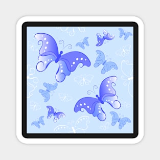 Seamless pattern from butterflies ( Blue ) Magnet