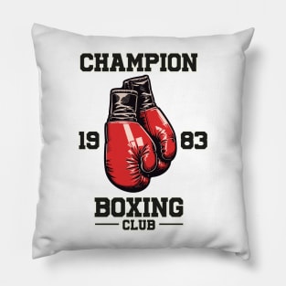 Vintage Boxing Gloves with Champion Boxing Club Text Pillow