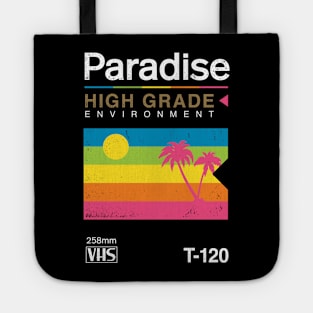 Retro VHS Paradise Pun Tropical Sunset Tote