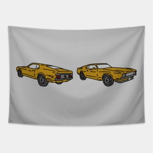 hand drawn vintage retro muscle cars Tapestry