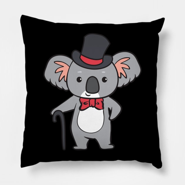 Koala - with cylinder and walking stick Pillow by theanimaldude