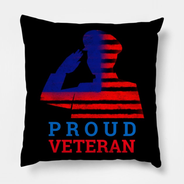 Proud Veteran with Soldier Salute American Flag Greatest Gift Pillow by WPKs Design & Co