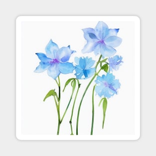 Blue Watercolor Flower Magnet