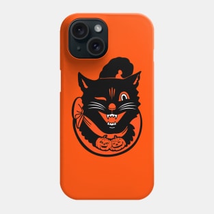 Cheerful black cat and halloween Phone Case