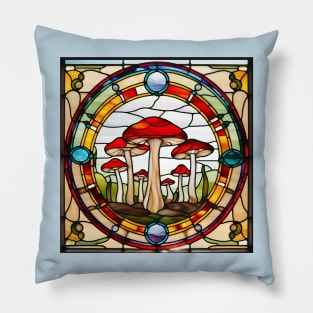 Red Mush Flush Stained Glass Pillow