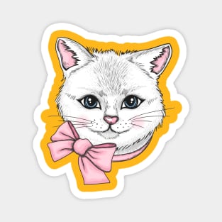 Cat with pink tie Magnet