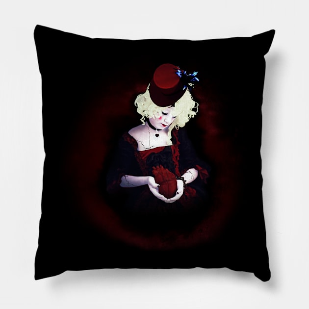 Red Queen of Hearts Pillow by oddfiction