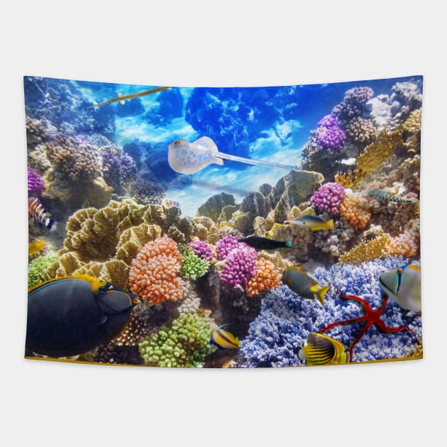 Underwater world coral reef photography Tapestry by HANART