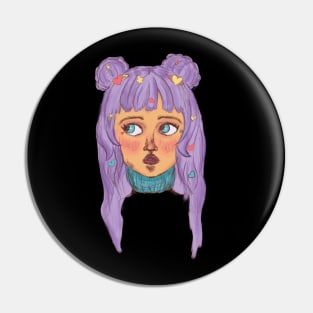 Purple Space Buns Pin