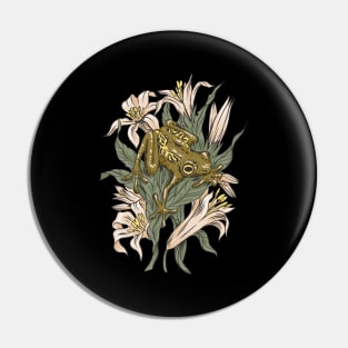 Cottagecore Aesthetic Frog On Flowers Pin