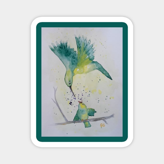 Australian Sunbirds Bird Painting Magnet by GarryGreenwood