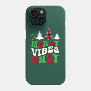 Merry Vibes Only Groovy Christmas Trees Phone Case