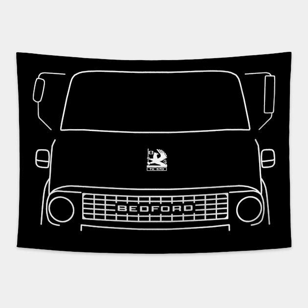 Vintage Bedford TK lorry white outline Tapestry by soitwouldseem