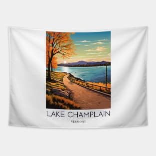 A Pop Art Travel Print of Lake Champlain - Vermont - US Tapestry