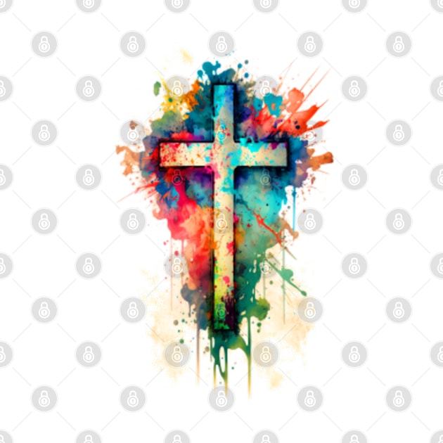 Christian Cross, Watercolor cross, cross by ChristianLifeApparel