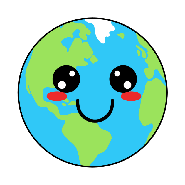 Cute Kawaii Planet Earth by Cute Tees Kawaii