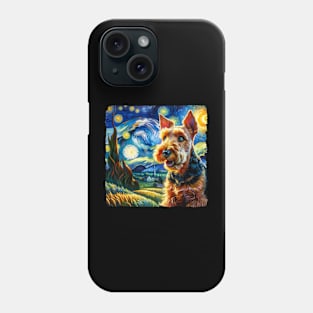 Starry Welsh Terrier Dog Portrait - Pet Portrait Phone Case