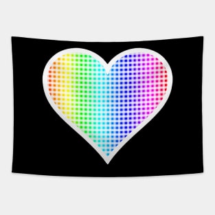 Rainbow and White Gingham Heart Tapestry