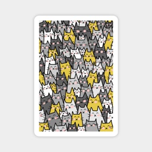 Cat Party - Gray and Mustard Yellow Magnet