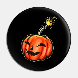 Scary Pumpkin Bomb With Ignited Fuse Halloween Pin