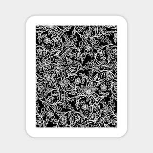 Floral tracery in black and white, elegant ornamental monochrome print Magnet