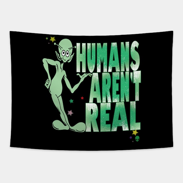 Fun UFO Alien Believers Humans Aren't Real Sci Fi Spaceship Retro Vintage Tapestry by Envision Styles