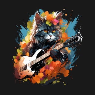 Persian Cat Playing Guitar T-Shirt