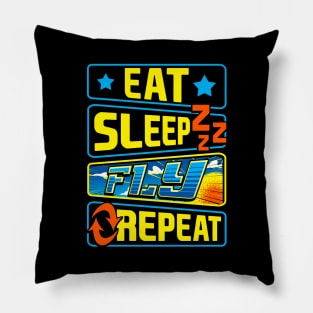 Cute Eat Sleep Fly Repeat Airplane Pilot Aviation Pillow