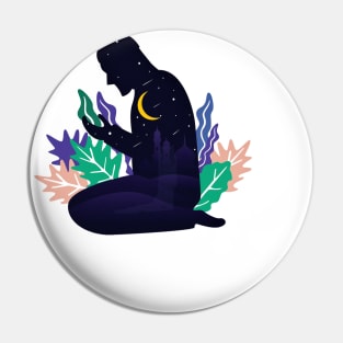 Man praying illustration Pin