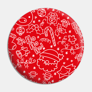 Christmas Doodles - Red and White Pin