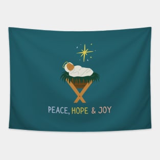 Peace Hope and Joy - Christian Apparel - Christian Christmas Tapestry