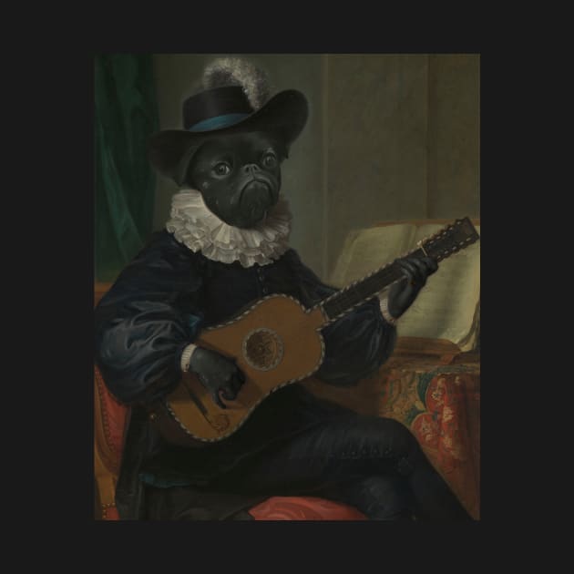Oil Painting Musician Dog Portrait by Mrkedi