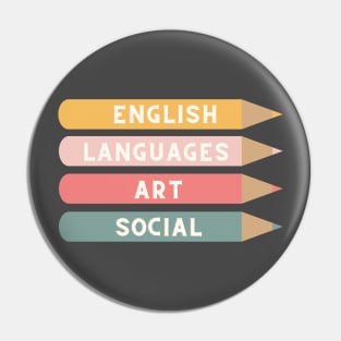 Coloring Pencil School Subject Labels Pin