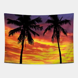 Sunset Palm Trees Tapestry