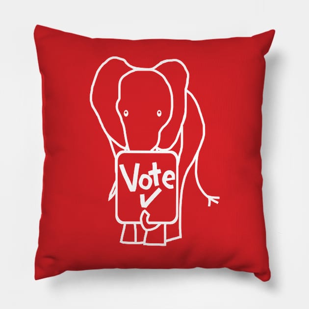 Elephant on Red says Vote Pillow by ellenhenryart