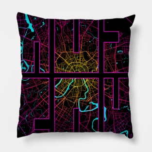 Moscow, Russia City Map Typography - Neon Pillow