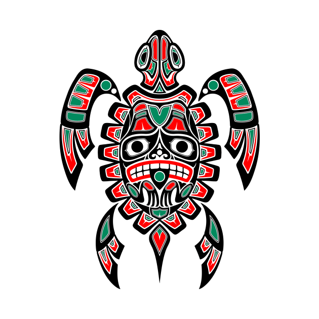 Red and Black Haida Spirit Sea Turtle by jeffbartels