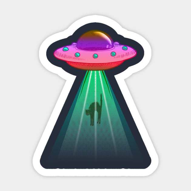 UFO Kidnaping My Cat! - Cartoon - Sticker