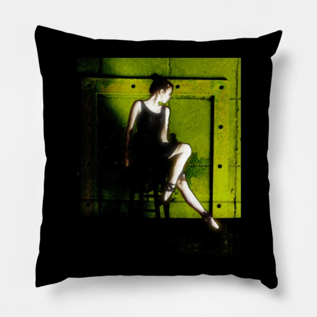 Beautiful girl, ballet dancer, near the concrete wall with iron plate. Roughness and tenderness. Pillow by 234TeeUser234