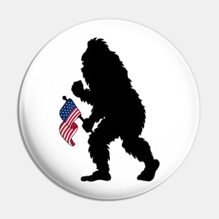 Bigfoot 4th Of July American Flag Silhouette Pin