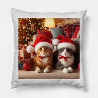 Cats in santa hats Pillow