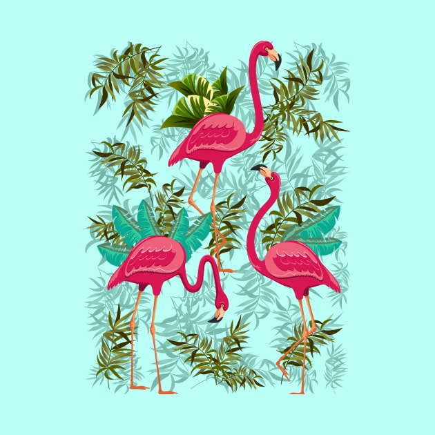 Pink Flamingos Exotic Birds by BluedarkArt