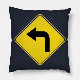 Caution Road Sign Left Turn Arrow Pillow