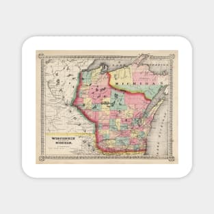 Old Wisconsin Map (1865) Vintage Badger State Atlas Magnet