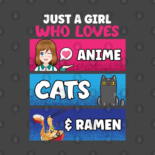 Just A Girl Who Loves Anime Cats Ramen Lover Kawaii Otaku by Blink_Imprints10